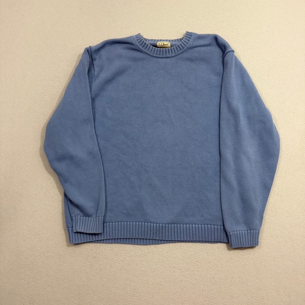 L.L.Bean Sweater Mens XXL Blue Crewneck Cotton Pullover Long Sleeve Ribbed Trim